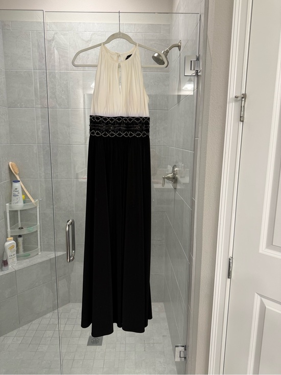 R&M Richards Dresses & Skirts - R&M Richards Ivory and Black Evening Gown with Beaded Detail